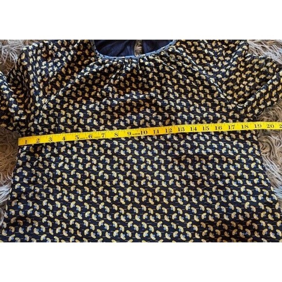 Boden Floral Blouse Top Womens Size 6 Navy Yellow Sheer Sleeves Ruffle - Picture 9 of 11